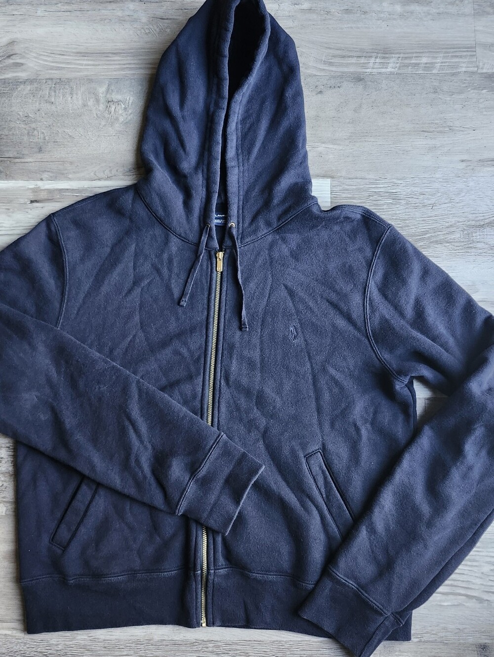 Ralph Lauren Sport Navy Full Zip Hoodie Pony Logo Women's Large
